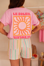 LE SOLEIL Orange/Rose - T-Shirt Imprimé