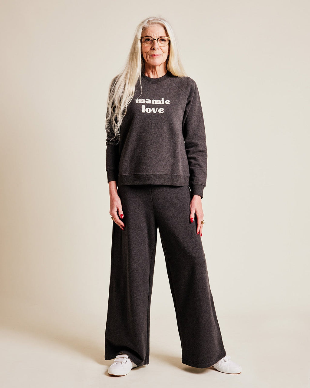 Le Sweat Brodé Mamie Love En Coton Bio - Gris Anthracite