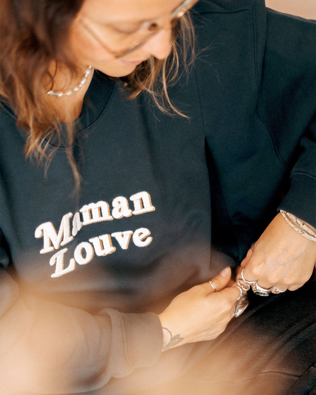 Le Sweat D'Allaitement Maman Louve Femme En Coton Bio - Charbon