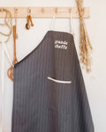 Le Tablier Grande Cheffe En Coton Et Lin - Rayures Gris Souris - Emoi Emoi - The Bradery