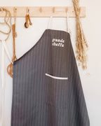 Le Tablier Grande Cheffe En Coton Et Lin - Rayures Gris Souris - Emoi Emoi - The Bradery