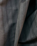 Le Tablier Grande Cheffe En Coton Et Lin - Rayures Gris Souris - Emoi Emoi - The Bradery