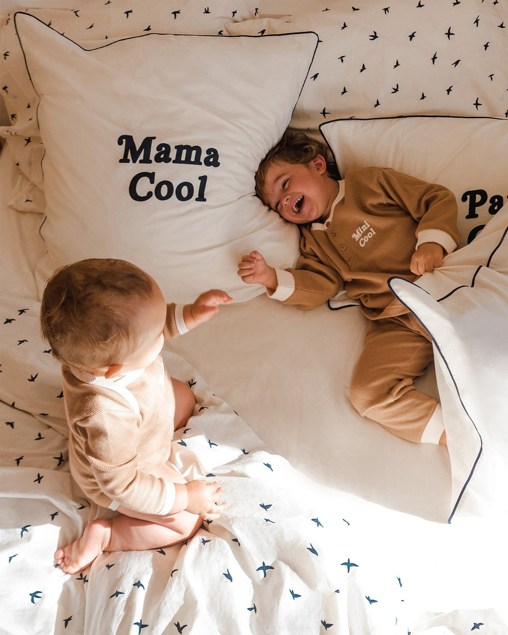 L'Ensemble De Pyjama Mini Cool En Coton Bio Nid D'Abeille - Praliné
