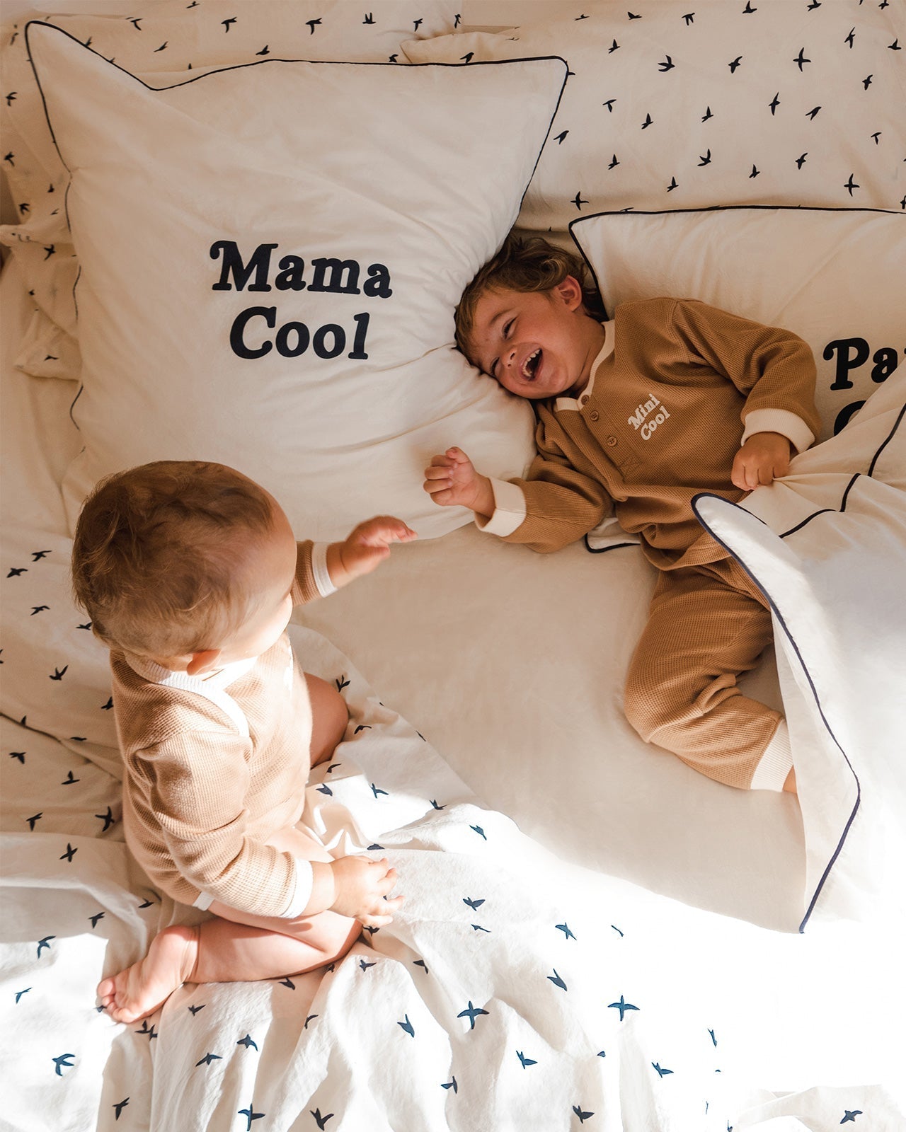 L'Ensemble De Pyjama Mini Cool En Coton Bio Nid D'Abeille - Praliné