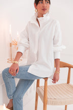 LÉONIE Blanche - Chemise Col Victorien