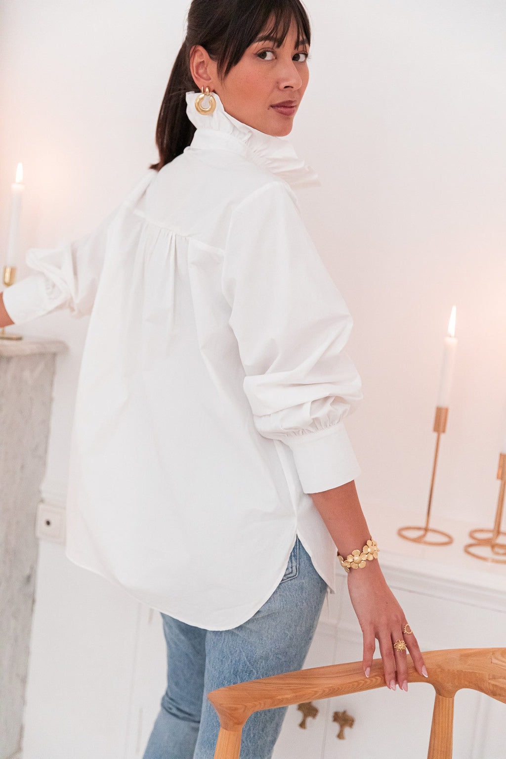 LÉONIE Blanche - Chemise Col Victorien