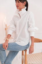 LÉONIE Blanche - Chemise Col Victorien