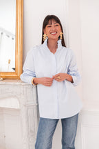 LÉONIE Bleue - Chemise Col Victorien