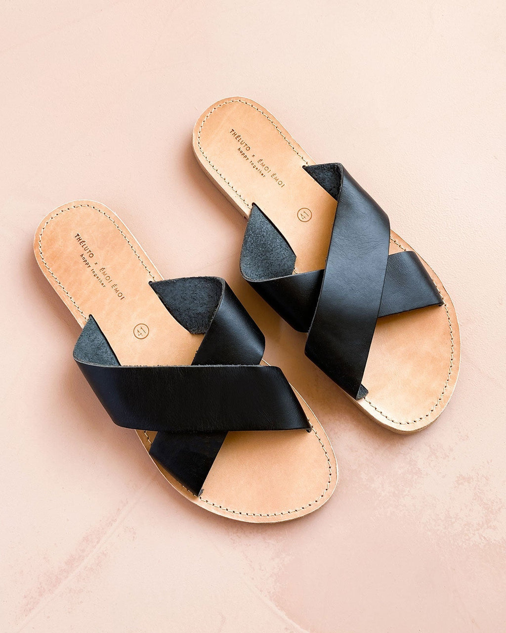 Les Sandales Gaël Homme En Cuir Noir - Théluto X Émoi Émoi