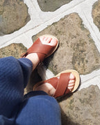 Les Sandales Enfant Toms - En Cuir Camel - Théluto X Émoi Émoi