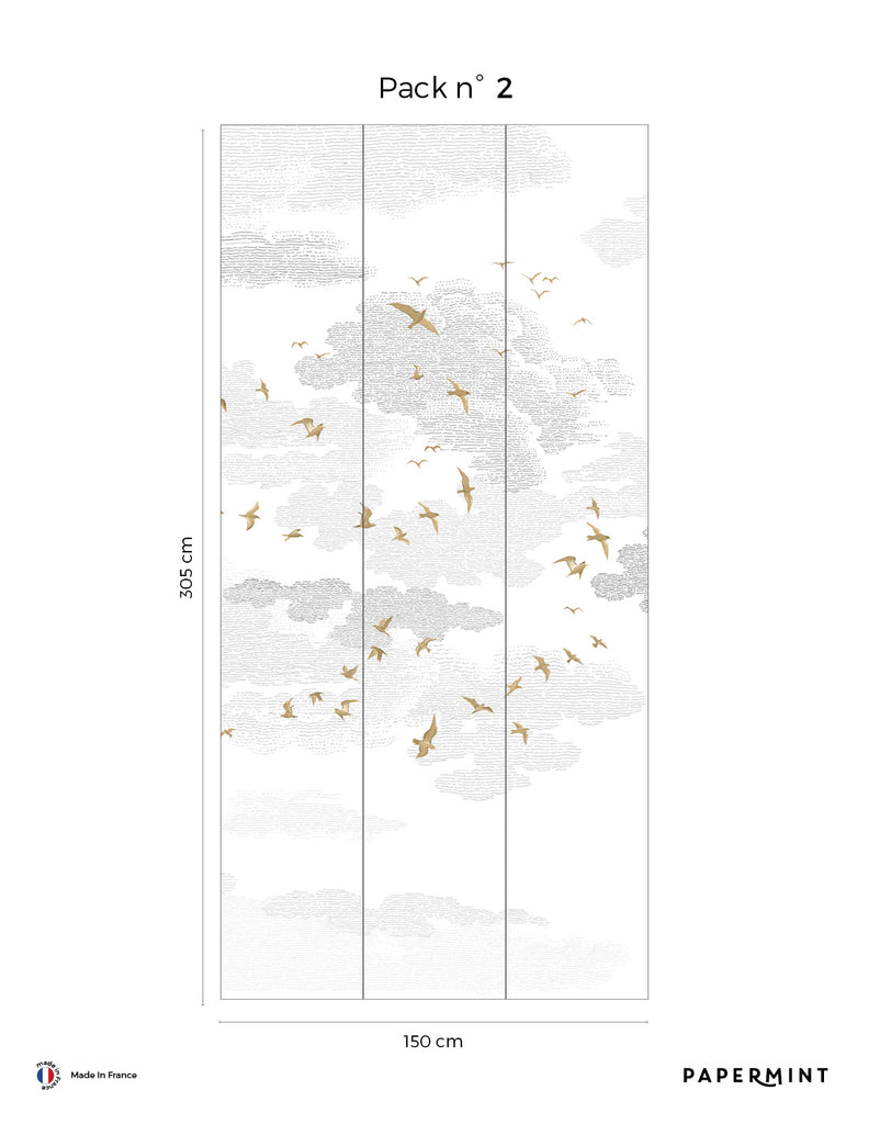 Fresque Les Oiseaux - Yellow ochre