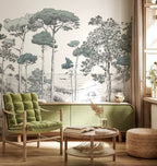 Fresque Les Pins - Vert