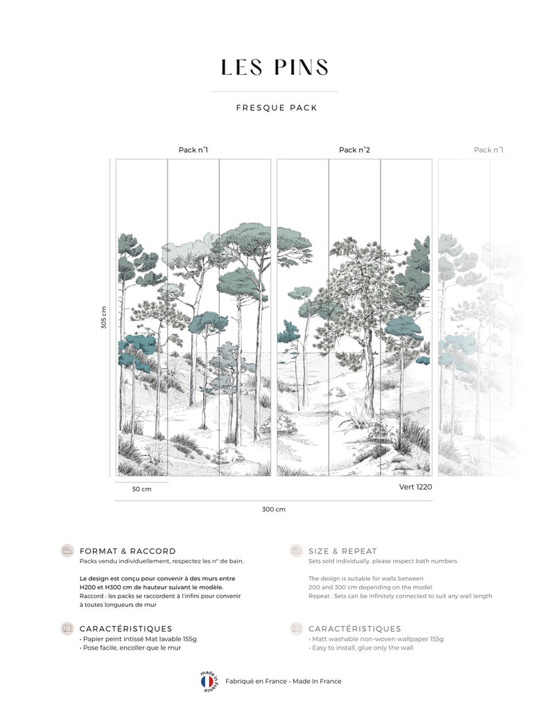 Fresque Les Pins - Vert