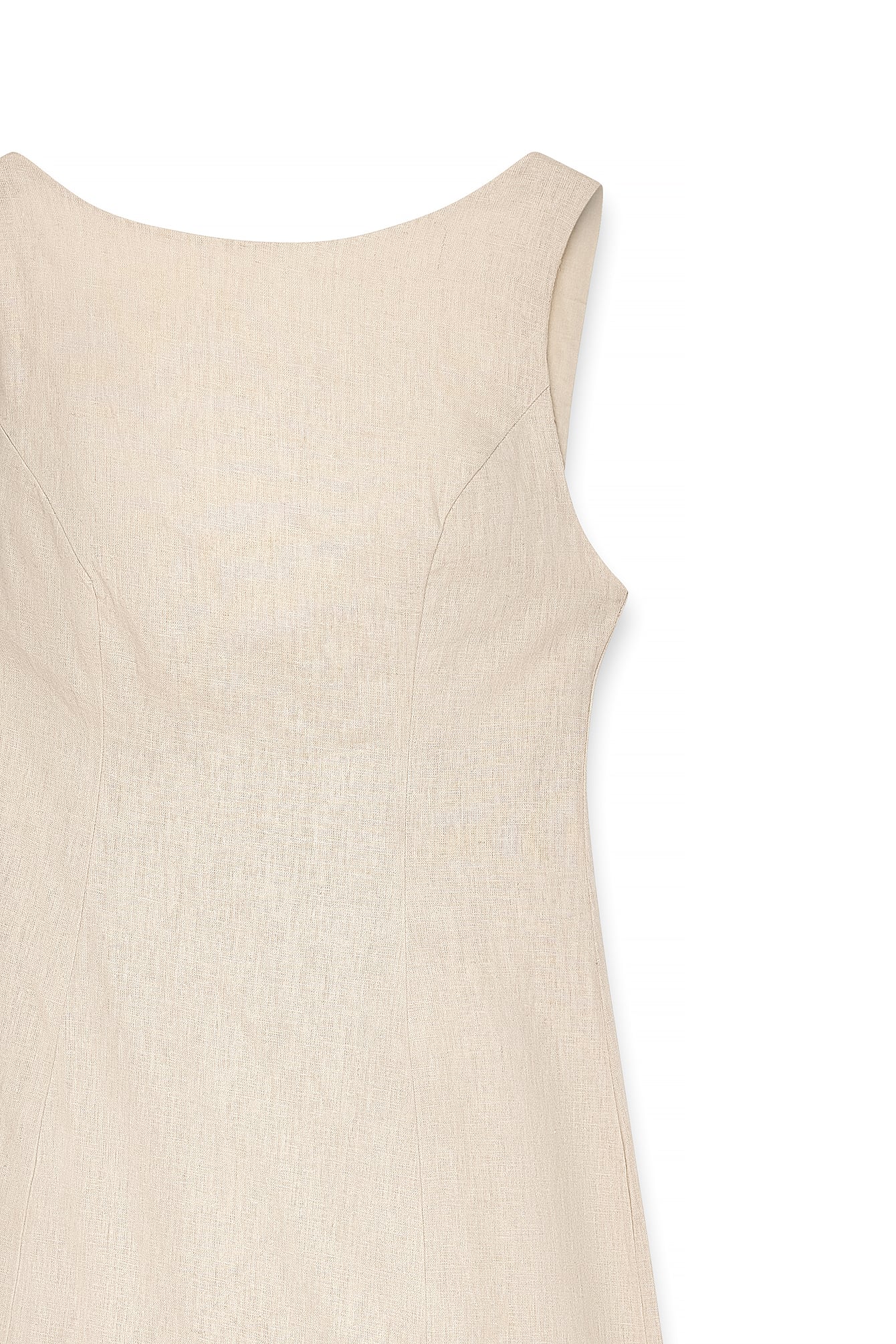 Robe Courte Ouverte Dans Le Dos En Lin Mélangé Beige