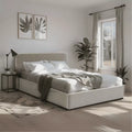 Livy - Lit Coffre - Velours Côtelé - Beige