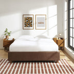 Lit Coffre Korall - Velours Côtelé Rétro Marron - Sommier Inclus