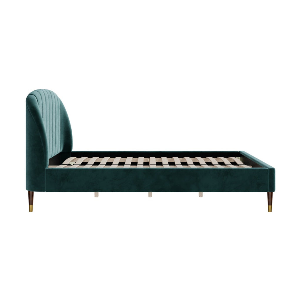 lit double 160x200 cm en velours vert gala