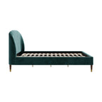 lit double 160x200 cm en velours vert gala