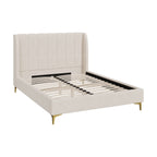 lit double koda 140x190 cm en tissu beige