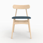lot 2 chaises josette en bois clair te tissu bleu