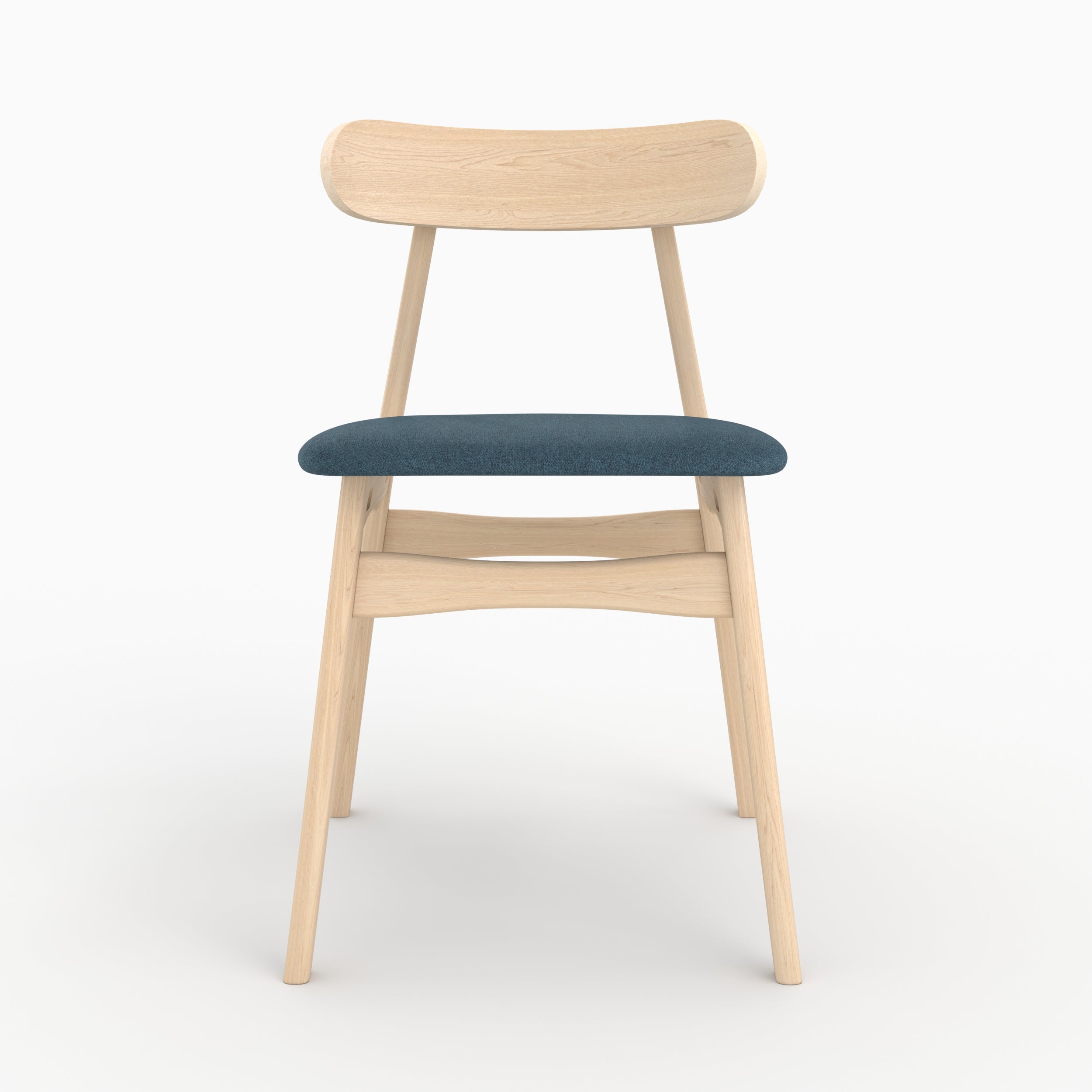 lot 2 chaises josette en bois clair te tissu bleu