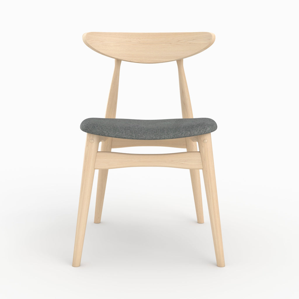 lot 2 chaises josette tissu gris bois hevea clair