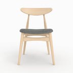 lot 2 chaises josette tissu gris bois hevea clair