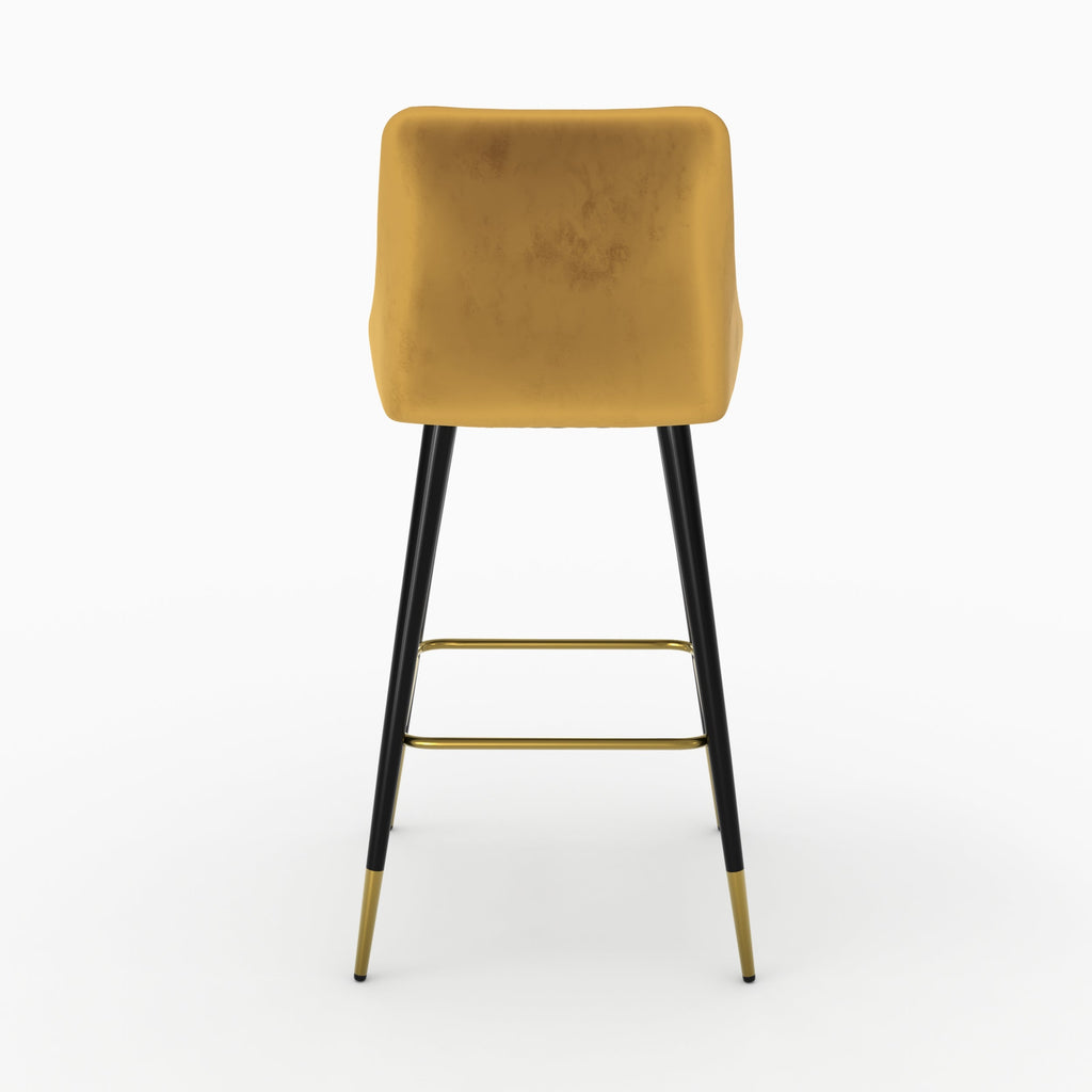lot de 2 aristote chaises de bar en velours jaune curry 77