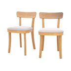 lot de 2 chaise keno en bois et tissu beige fond blanc