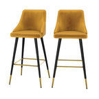 lot de 2 chaises de bar aristote en velours jaune curry 77