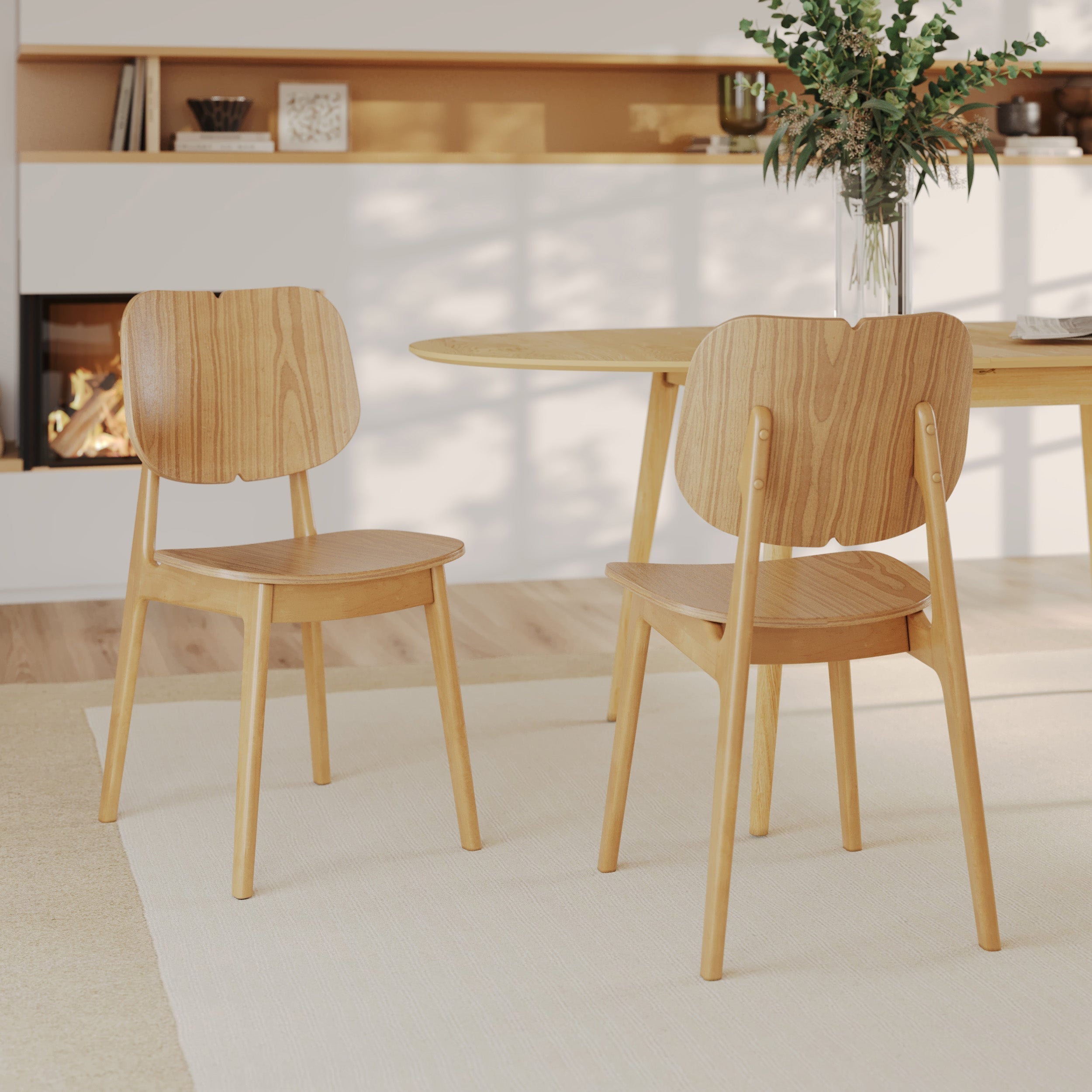 lot de 2 chaises de bar en bois clair hevea clyde