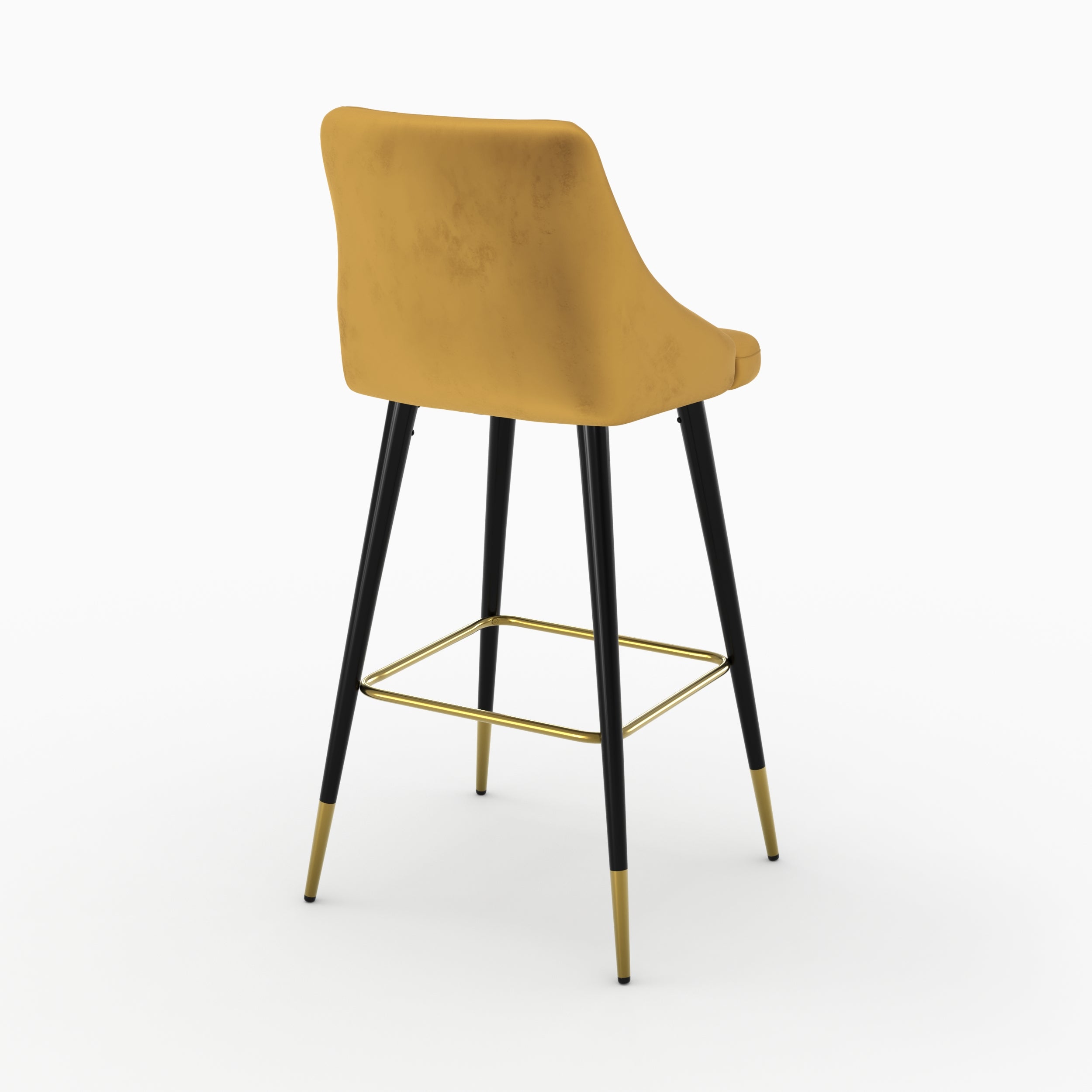 lot de 2 chaises de bar en velours jaune curry 77