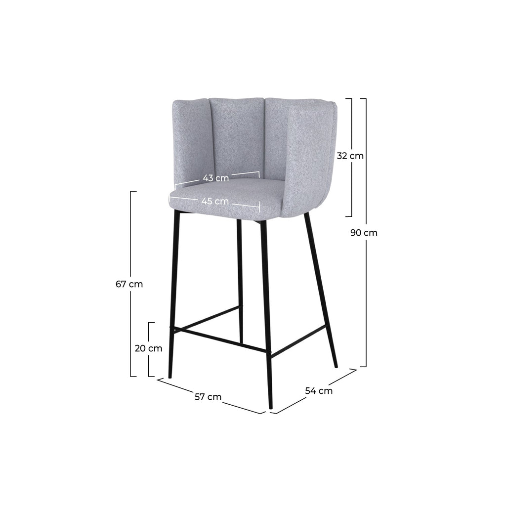 lot de 2 chaises de bar rosy grise 75 cm