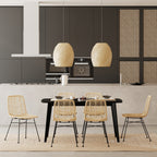 lot de 2 chaises en rotin naturel et peids noirs tamara