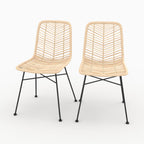lot de 2 chaises en rotin naturel et pieds noirs tamara