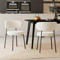 lot de 2 chaises en tissu boucle blanc casse et metal noir