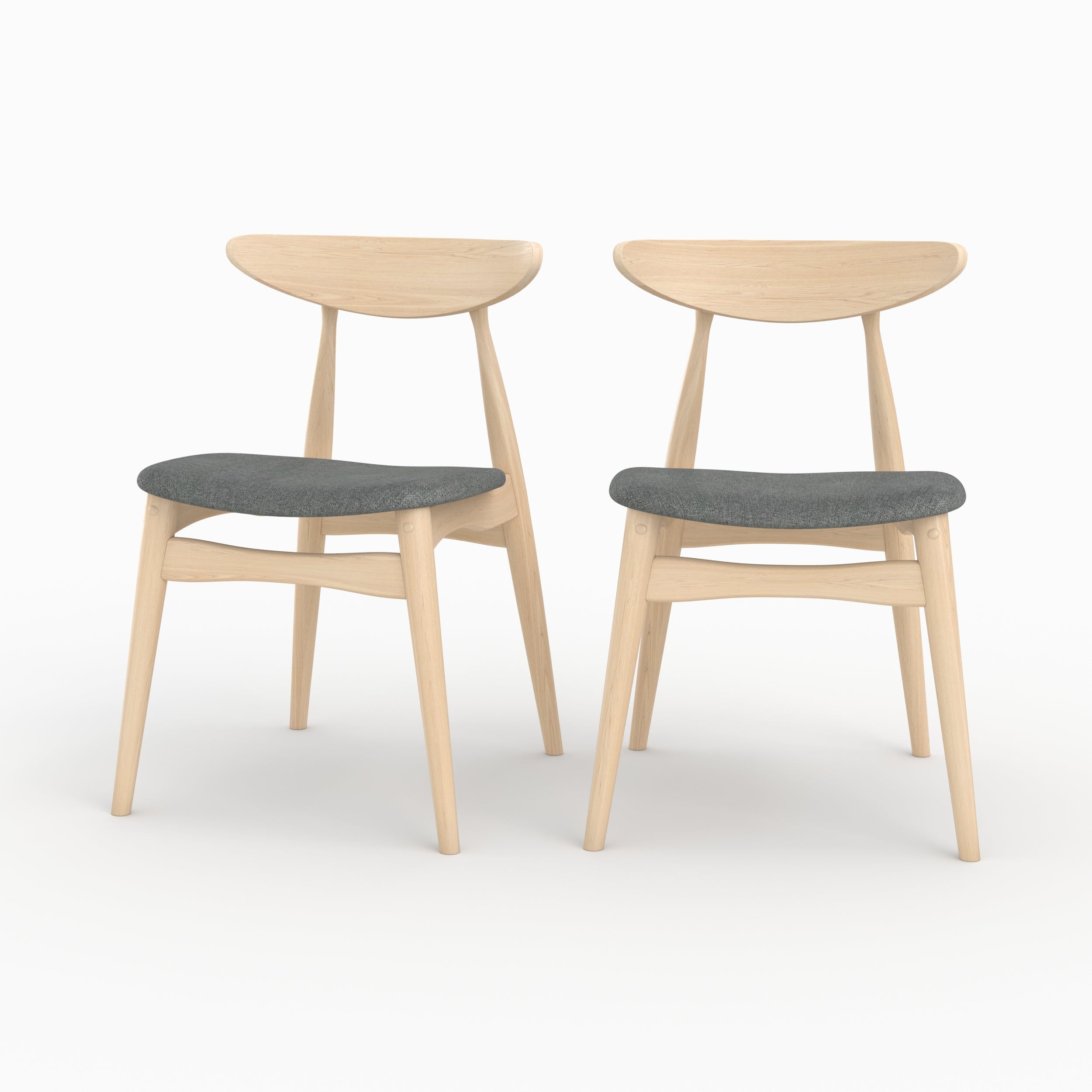 lot de 2 chaises josette tissu gris bois clair