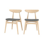 lot de 2 chaises josette tissu gris bois hevea clair fond blanc