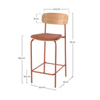 lot de 2 chaises pour ilot central tissu terracotta 65 cm louna