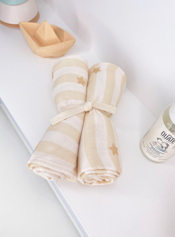 lot-de-2-langes-bebe-motif-popcorn-rayure-etoile-en-coton-milinane