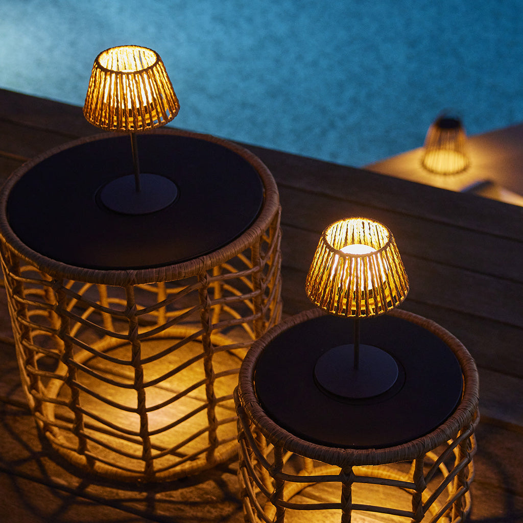 Raffy - Lampe De Table Sans Fil - Polyrotin - Beige