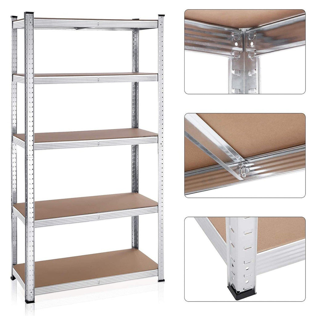Lot De Deux Étagères À 5 Niveaux Avec Planches Réglables - H180cm - Gris