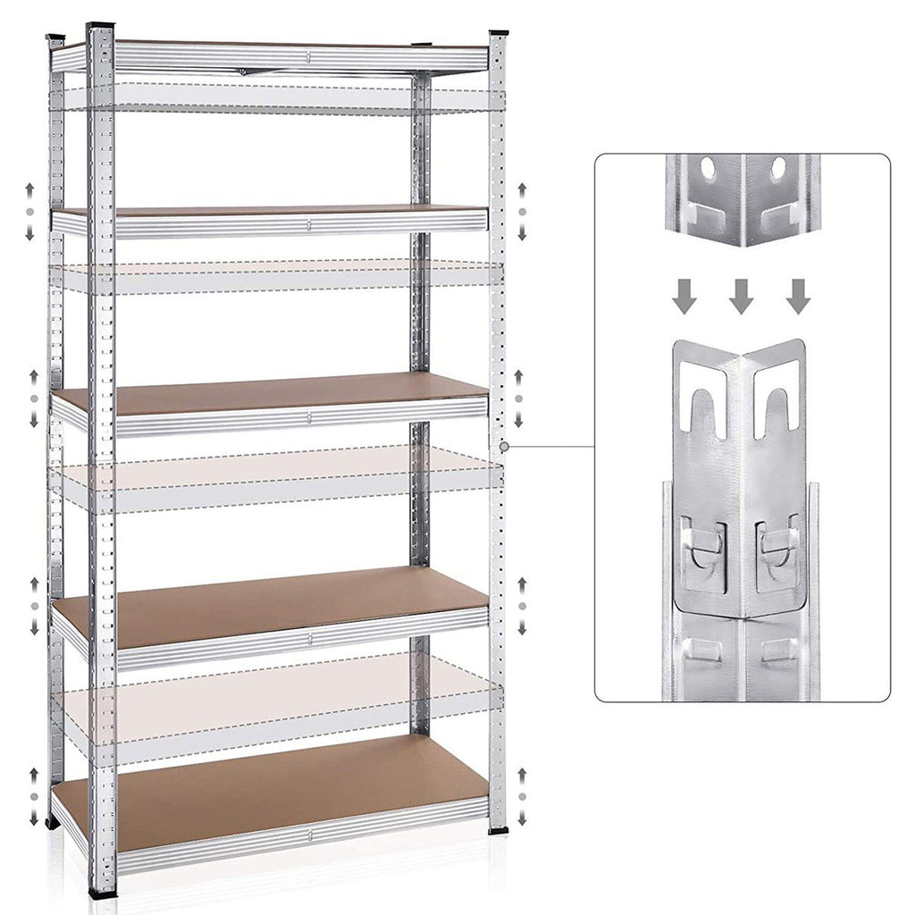 Lot De Deux Étagères À 5 Niveaux Avec Planches Réglables - H180cm - Gris