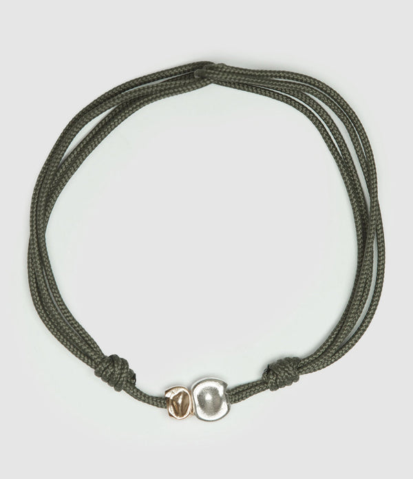 Lsonge - Bracelet Sublime Cordon Pépite Or Argent Kaki - Femme