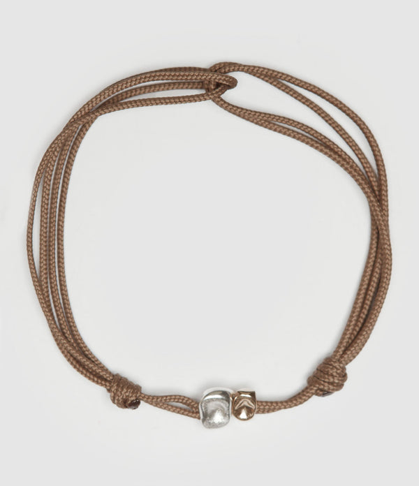 Lsonge - Bracelet Sublime Cordon Pépite Or Argent Taupe - Femme