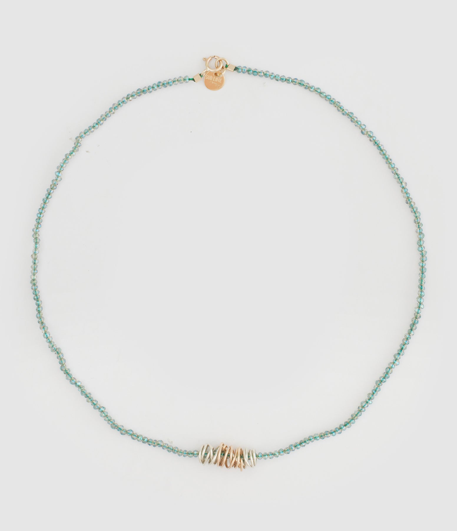 Lsonge - Collier Sublime Stone Spirale Or Argent Cristal Military - Femme