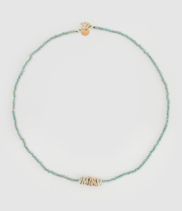 Lsonge - Collier Sublime Stone Spirale Or Argent Cristal Military - Femme