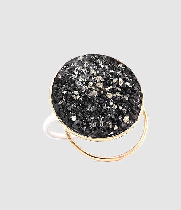 Lsonge - Bague Sublime Xl Articulée Bliss Saphir Noir Or - Femme