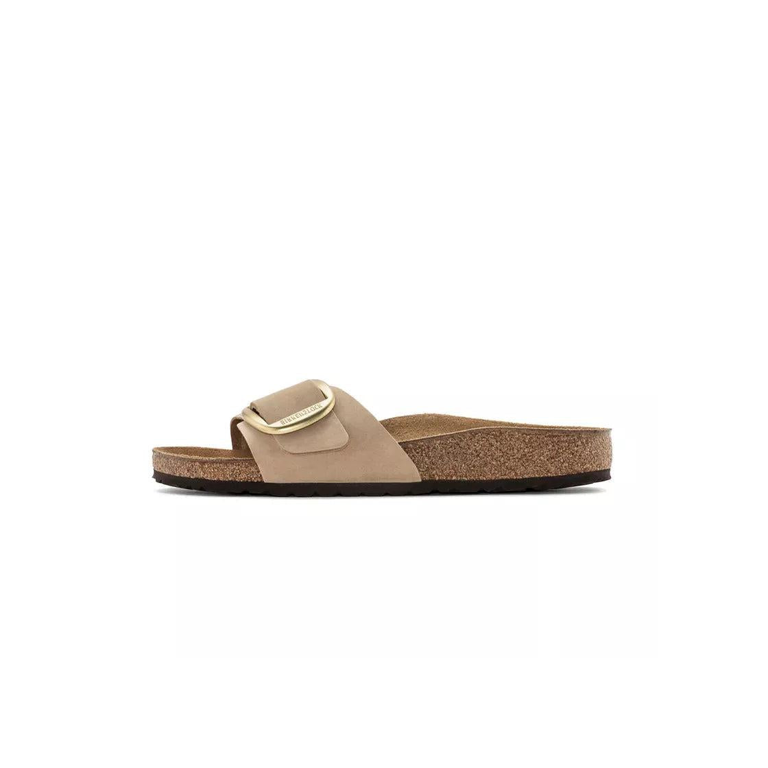 Sandales Femme Birkenstock Madrid Big Buckle Cuir Nubuck - Beige/Gold