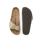Sandales Femme Birkenstock Madrid Big Buckle Cuir Nubuck - Beige/Gold